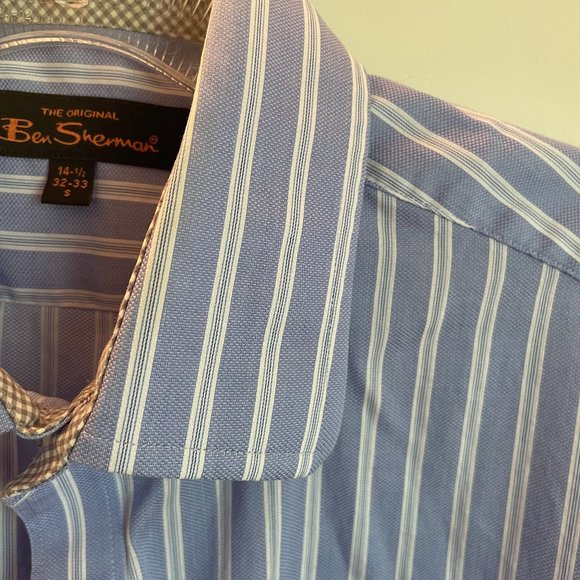 Ben Sherman Blue Striped Dress Shirt - Picture 4 of 5